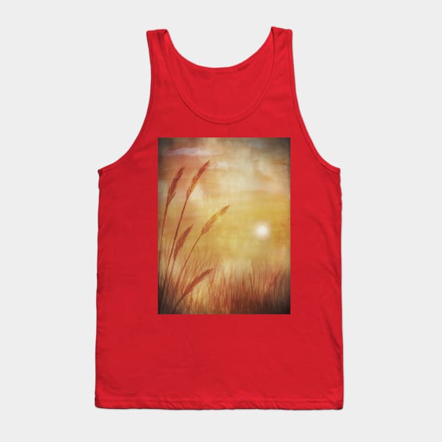 Watercolor Sunset Wheat Grass Tank Top by SistersInArtN